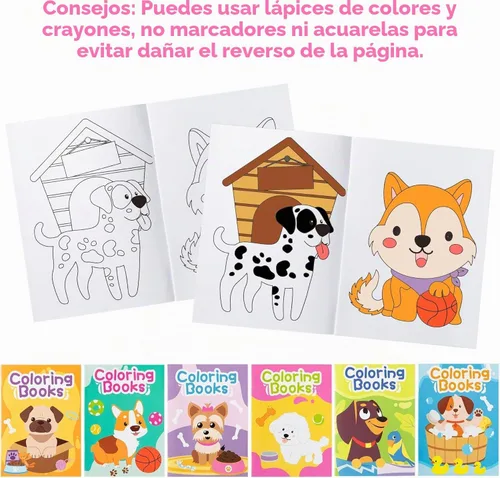 Vista 3 de 24 libros para colorear a granel para niños, libro de dibujo de arte de bricolaje (perro)