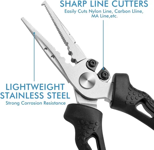 Vista 3 de TRUSCEND Easy Use Lockable Fishing Pliers with Tungsten Carbide Cutter, Innovative Ergonomic Handy Handle, Saltwater Corrosion Resistant Teflon