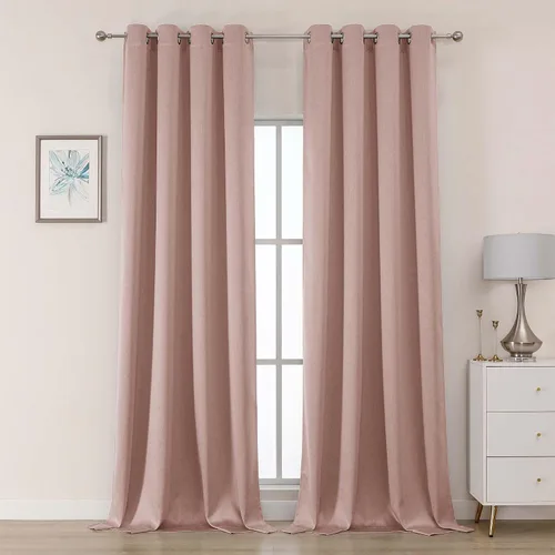 Vista 34 de OWENIE Cortinas 100% opacas de 63 pulgadas de largo, 2 paneles para dormitorio, sala de estar, cortinas superiores con ojales con aislamiento Negro