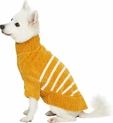 Vista 10 de Blueberry Pet Suéter de Chenilla Suave y Acogedor Elegante a Rayas para Perro en Rojo Borgoña, Longitud de Espalda 10", Paquete de 1 Prenda
