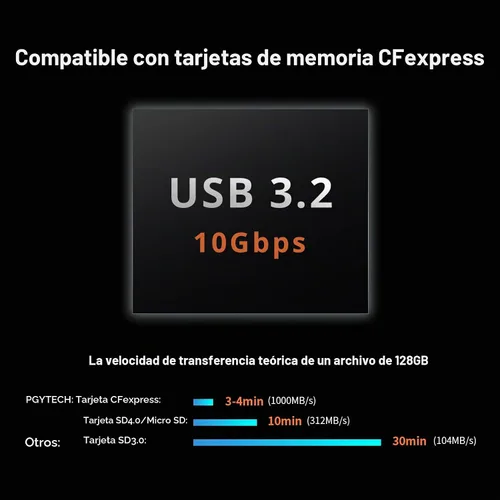Vista 3 de PGYTECH USB 3.2 CFexpress A Card Reader Case 10GBps (CFexpress-A, Black)