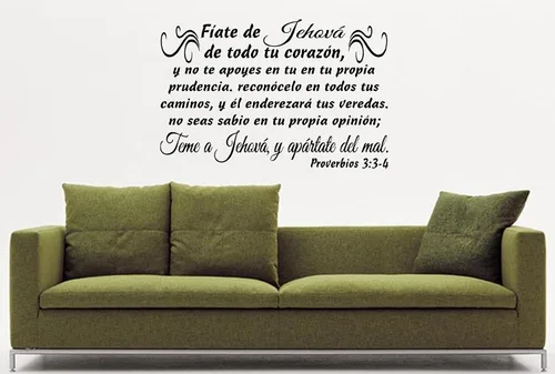 Vista 5 de byyoursidedecal Adhesivos de pared españoles Trust decorativo para pared Jehová, y apártate del mal Proverbios 3:3-4 Despegar y pegar Mensajes