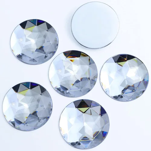Vista 18 de Diamantes de imitación de parte trasera plana extra grandes de 2.047 in, 6 piezas redondas de acrílico ámbar grandes con parte trasera plana