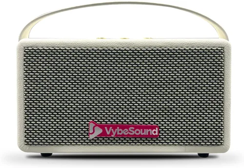 Vista 7 de RetroVybe - Mini altavoz Bluetooth portátil, sonido cristalino con graves profundos, batería de 8 horas de duración, micrófono integrado