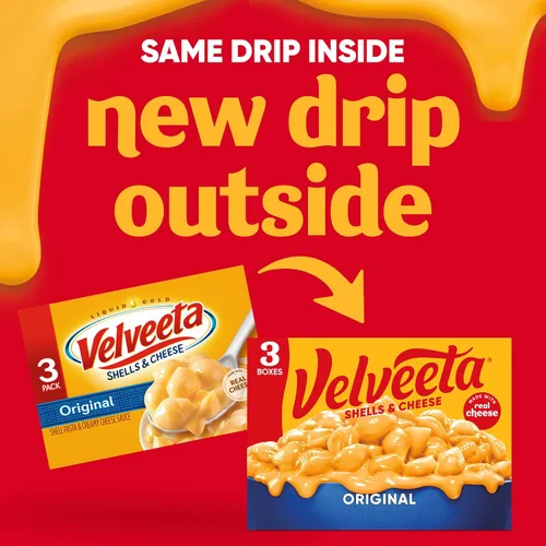 Vista 4 de Velveeta Shells and Cheese Mac, 3 cajas, para cenar o cenar fácilmente, sabor original, hecho con queso real, 12 onzas