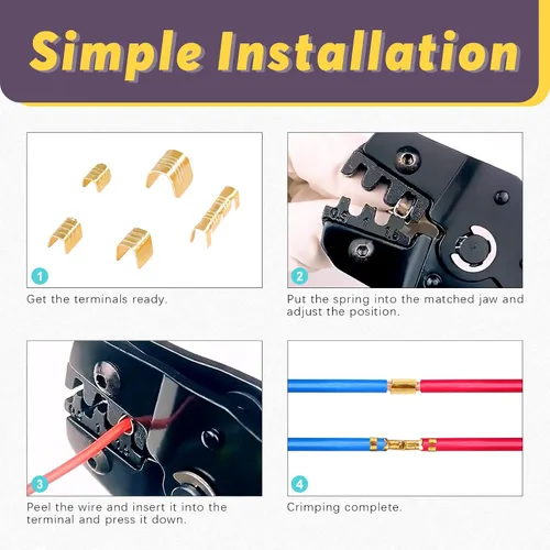 Vista 8 de Swpeet 525 conectores de terminales de cobre con 21 piezas de terminales automáticos, herramienta de crimpado, para cables sólidos o cables trenzados
