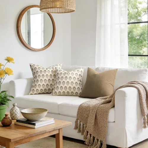 Vista 6 de Juego de 2 fundas de almohada florales de granja de 24 x 24 pulgadas, fundas de almohada botánicas campestres para sofá, cama, sala de estar, fundas
