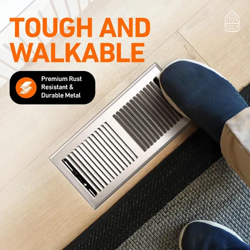 Vista 6 de Cubiertas de ventilación de piso 2X10 Registro de piso con trampa de malla, calor y aire, ventilación de piso de metal transitable para conducto