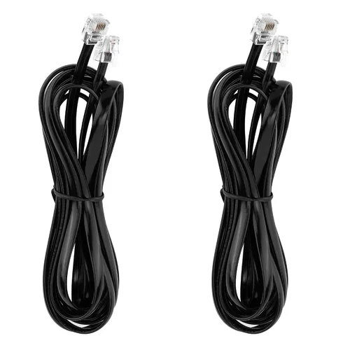Vista 8 de LanSenSu Cable RJ12 RJ12 6P6C macho a macho recto con cable para uso de datos y voz, paquete de 2 unidades (negro, 3.3 pies)