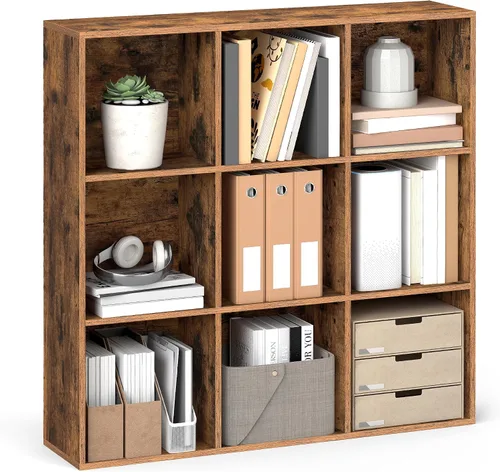 Vista 19 de VASAGLE Custos Collection - Estantería para libros tipo cubo con 4 compartimentos, 9.4 x 26 x 26 pulgadas, estantería de almacenamiento para sala
