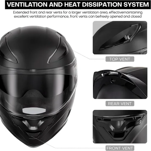 Vista 4 de Casco de motocicleta con Bluetooth, casco modular de motocicleta abatible con auriculares de intercomunicación Bluetooth, cascos de doble visera