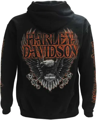 Vista 2 de Harley-Davidson Eagle Piston - Sudadera con capucha y manga larga con cremallera completa, color negro 30299950
