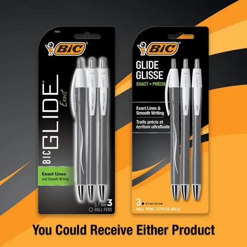 Vista 3 de BIC Glide Exact - Bolígrafos retráctiles negros, punta fina (0.028 in), paquete de 3 unidades, bolígrafos negros de escritura ultra suaves