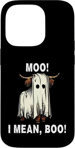 Vista 17 de iPhone 16 Funny Ghost Highland Cow Halloween Moo I Mean Boo Men Women Case