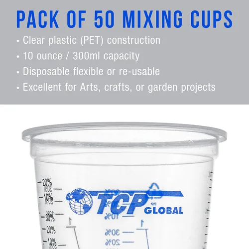 Vista 4 de TCP Global Vasos mezcladores de plástico graduados de 10 oz