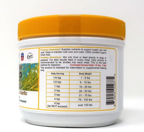Vista 2 de Dogzymes Kelp noruego orgánico mejorado con ajo (12 onzas)