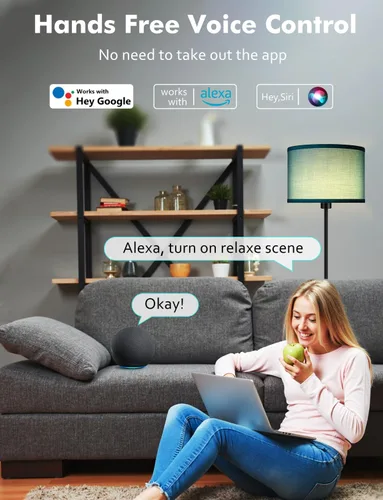 Vista 3 de YHW Lámparas de pie para sala de estar compatibles con Alexa Google, lámpara de pie lámparas altas para sala de estar, dormitorio, oficina, aula