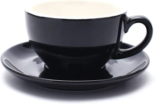 Vista 27 de Coffeezone - Taza de café con platillo de libre servicio, pequeña, para capuchino y café expreso doble, tazas de café de cerámica para cafetería