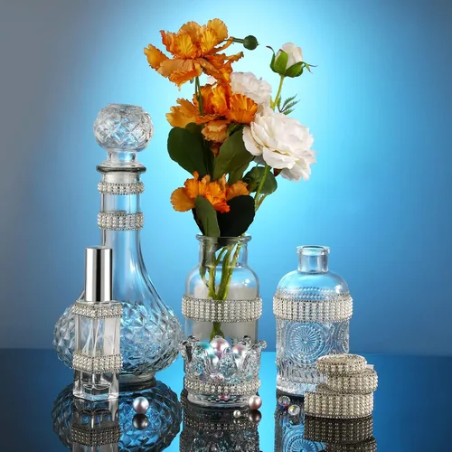 Vista 6 de Outus 3 rollos de calcomanías de perlas, cinta autoadhesiva con diamantes de imitación, tiras de cinta de cristal, para manualidades, boda