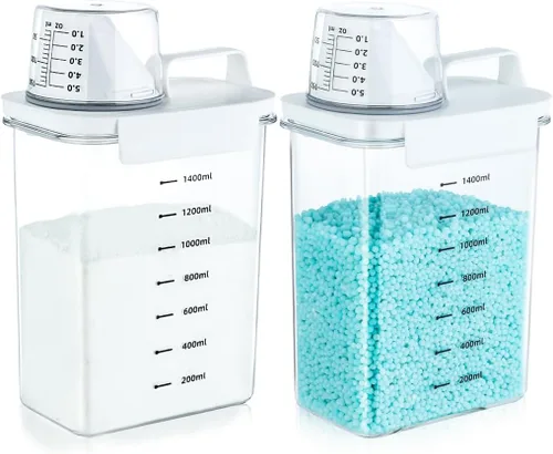 Vista 10 de Tokokimo Dispensador de detergente para ropa sucia – Recipiente de polvo y dispensador de perlas de refuerzo de aroma para organización de lavandería