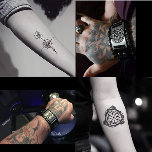 Vista 5 de TURTLEDOVE Pulsera vikinga vegvisir nórdico con brújula rúnica - Joyería pagana celta