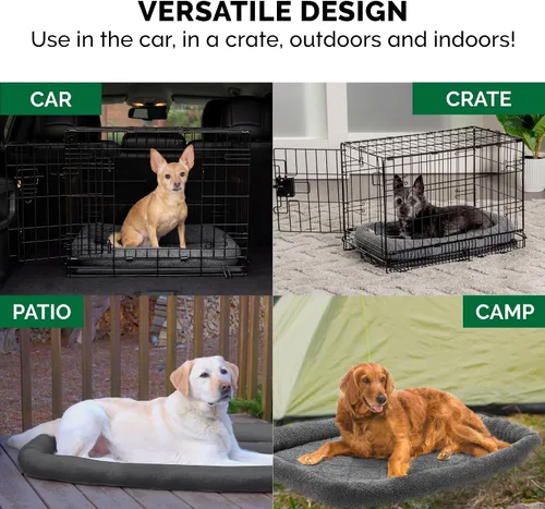 Vista 12 de Furhaven Cama para Perros para Perros Grandes/Medianos, 100% Lavable, Dimensionada para Adaptarse a Jaulas - Almohadilla de Jaula con Borde de Forro