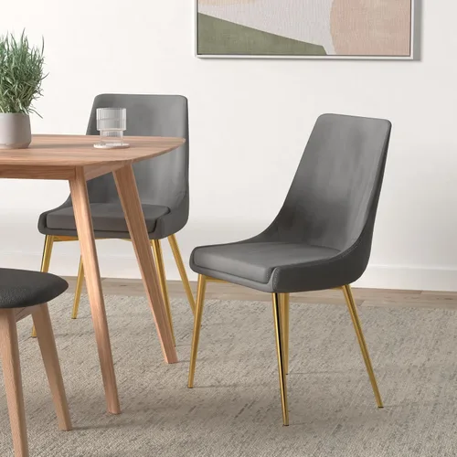 Vista 2 de Meridian Furniture Karina Collection Modern - Silla de comedor tapizada de terciopelo contemporánea con patas de metal resistentes, juego de 2, 19.5