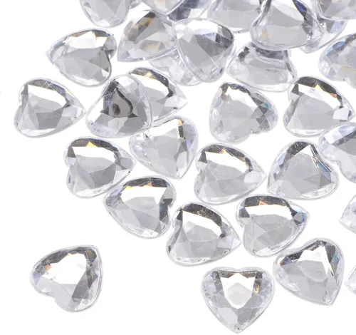 Vista 41 de MECCANIXITY 20 piezas de diamantes de imitación acrílicos de corazón de 0.787 pulgadas (0.787 in) con parte trasera plana, gemas de plástico