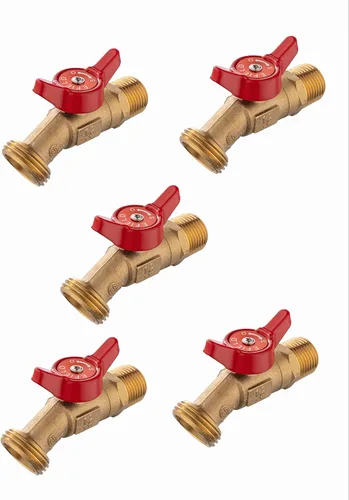 Vista 4 de 1 pieza EFIELD Sillcock manguera Bibb válvula, 1/2 "macho NPT × 3/4" macho GHT 1/4-Turn, Latón, Entrada NPT Macho × Macho GHT Roscado Manguera