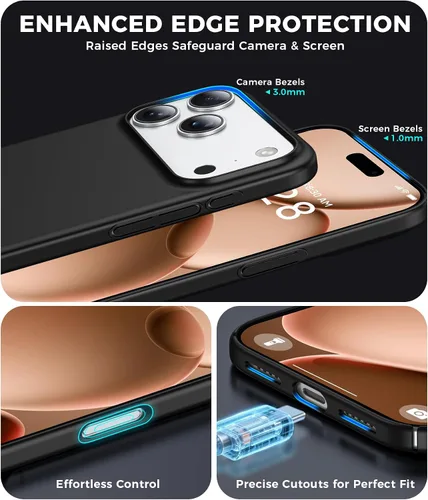 Vista 6 de GRECAZO Funda delgada para iPhone 16 Pro Max, ultra fina, color negro