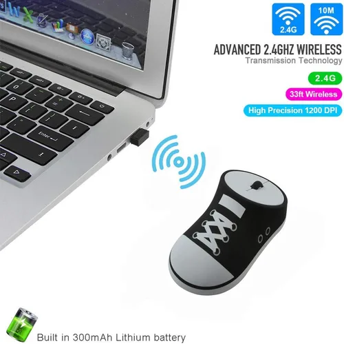 Vista 4 de CHUYI - Ratón óptico inalámbrico de 24 GHz diseño ergonómico portátil con receptor USB para ordenador o portátil regalo divertido