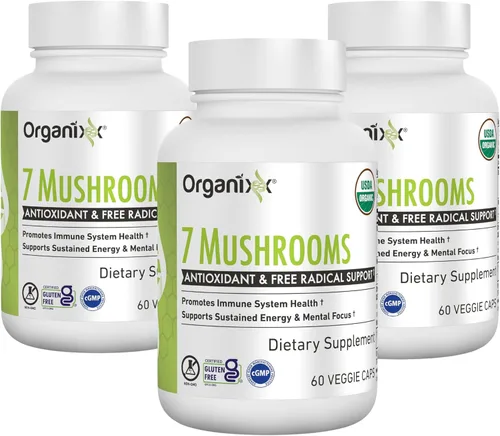 Vista 8 de Organixx USDA Organic Mushroom Supplement, 7 Fermented Mushrooms – Lions Mane, Shiitake, Cordyceps, Turkey Tail, Reishi – for Immune & Digestion