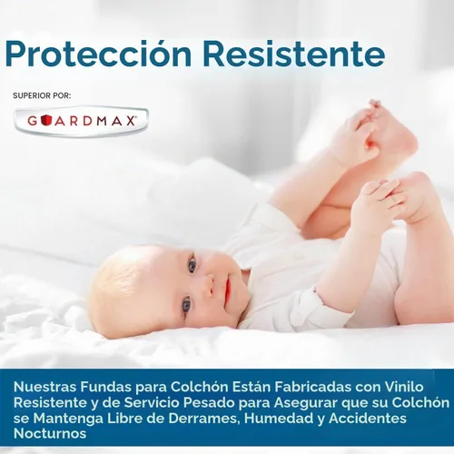 Vista 6 de GuardMax Protector de colchón de vinilo de calibre pesado tamaño King - Funda de colchón impermeable y a prueba de polvo con bolsillos elásticos