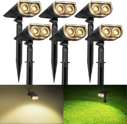 Vista 12 de Consciot Focos solares para exteriores, IP67 impermeable 2 en 1, luces solares de día, luces decorativas de Navidad duraderas para jardín, patio