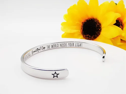 Vista 288 de Pulseras inspiradoras para mujer, joyería de acero inoxidable, con refranes, pulsera motivacional con mensaje oculto, pulseras grabadas para mejor