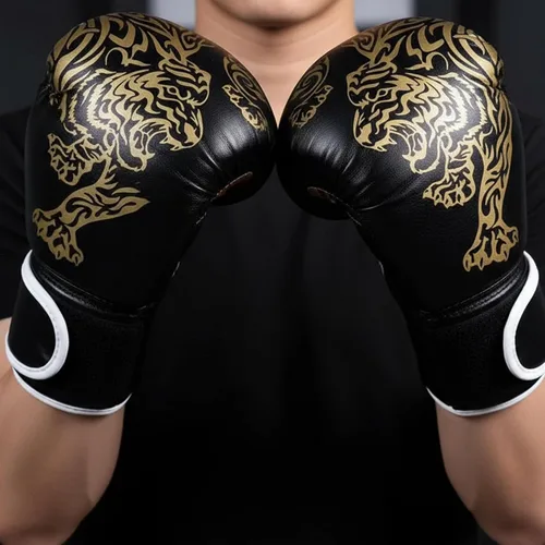 Vista 6 de 1 par de guantes de entrenamiento de boxeo: guantes de perforación de superficie de poliuretano para principiantes, guantes de entrenamiento