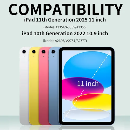 Vista 3 de KENKE Funda para iPad A16 de 11ª Generación (11 Pulgadas, Lanzamiento 2025), Funda para iPad de 10ª Generación 10.9 Pulgadas 2022 Sin Soporte
