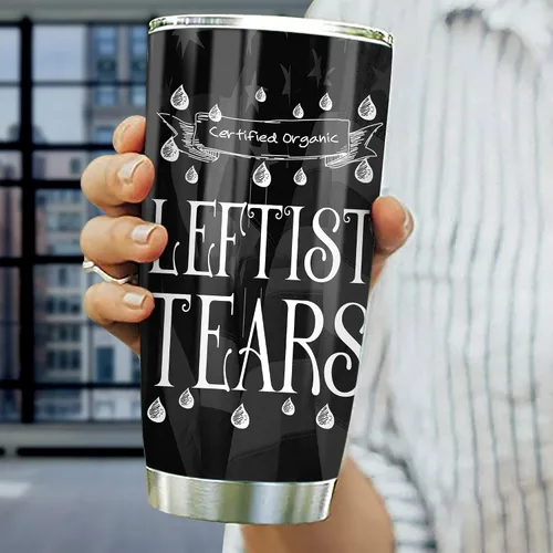 Vista 4 de CHICKOR Leftist Tears - Vaso de acero inoxidable de 20 onzas con tapa, doble pared aislada al vacío, taza de café de viaje