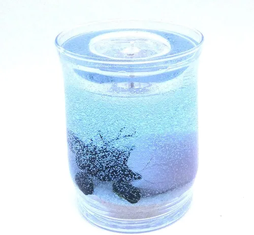 Vista 2 de Vela de gel hecha a mano de edición limitada azul con diseño de tortuga marina recargable para siempre con 4 paquetes de velas de té de gel