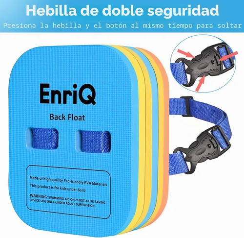 Vista 2 de Flotador trasero de seguridad para natación con 3 capas ajustables cinturones de natación impermeables dispositivo para niños flotadores de natación
