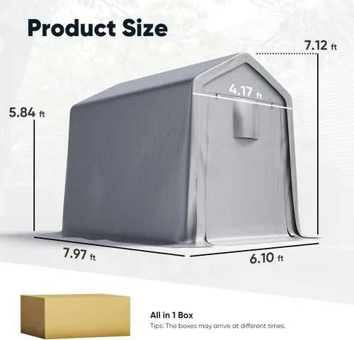 Vista 2 de Quictent Cobertizo de almacenamiento pequeño de 6 x 8 pies, cobertizo portátil para bicicletas, cortadoras de césped, herramientas de jardín, tienda