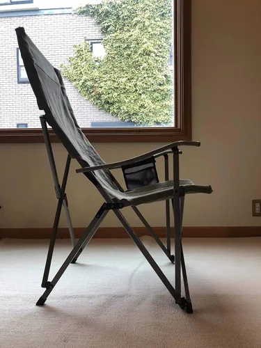 Vista 7 de CAMPINGMOON - Silla plegable de lona de algodón para campamento con respaldo alto, color gris F-1001C-H