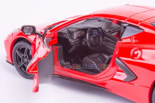 Vista 8 de Motormax 79360 Chevrolet Corvette C8 Stingray Red Timeless Legends 1/24 modelo de auto fundido a presión 2020