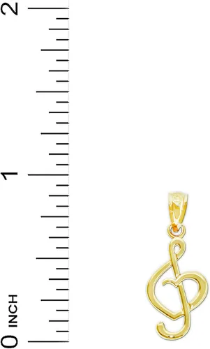 Vista 3 de Charm America - Colgante de corazón de oro en nota musical - Oro macizo de 14 quilates