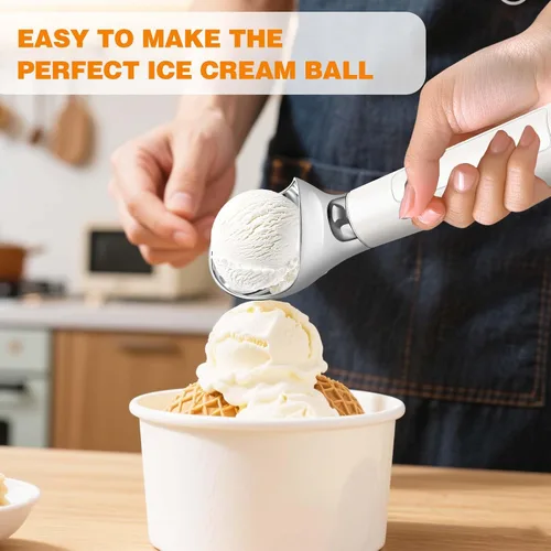 Vista 6 de Cuchara de helado calentada recargable, impermeable, cuchara eléctrica para helado duro, recargable con pantalla LED, calienta a 158 °F para tiendas