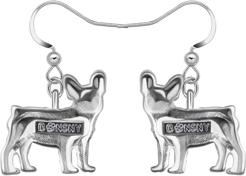 Vista 5 de DALANE Aretes de aleación esmaltada con diseño de bulldog francés para cachorros, joyería para mujeres, niñas, niños, encantos, regalos