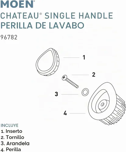 Vista 2 de Moen 96782 Chateau - Grifo de baño de una sola manija de repuesto para grifo de baño