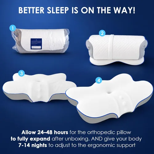 Vista 8 de jiaao Almohada cervical ergonómica para dormir, almohada refrescante para adultos, almohadas cervicales de espuma viscoelástica 100% para aliviar