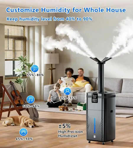 Vista 6 de Humidificador comercial de 30 l/7.93 galones para habitación grande, 4200 pies cuadrados, humidificadores de 101.4 fl oz/h para toda la casa