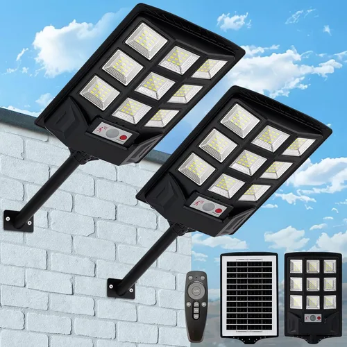 Vista 10 de FEIERYA Luces solares para exteriores, IP66, impermeables, con sensor de movimiento y control remoto, luz de seguridad de 6500 K del atardecer al